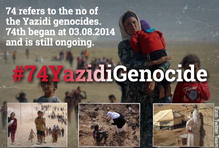 MnKhS's tweet photo. @Azzatalsaleemkh 74 refers to the no. of the Yazidi genocides.
74th began in 03.08.2014 and is still ongoing
#74YazidiGenocide https://t.co/00GjpHNE9M