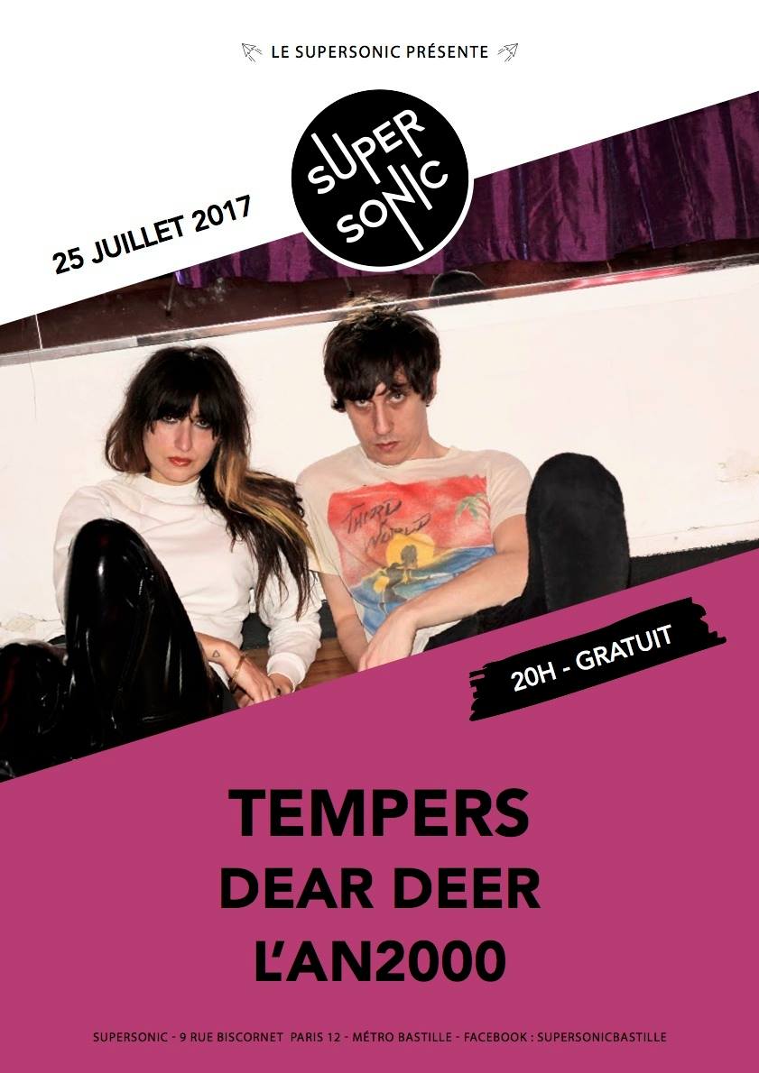 L_An2000's tweet photo. Ce soir au @SUPERSONICparis !! ->avec @tempersmusic &amp; Dear Deer.
20h //entrée gratuite. 
cc @ManicDepressRds 
#NEWWAVE #postpunk #Paris https://t.co/pHM888STdd