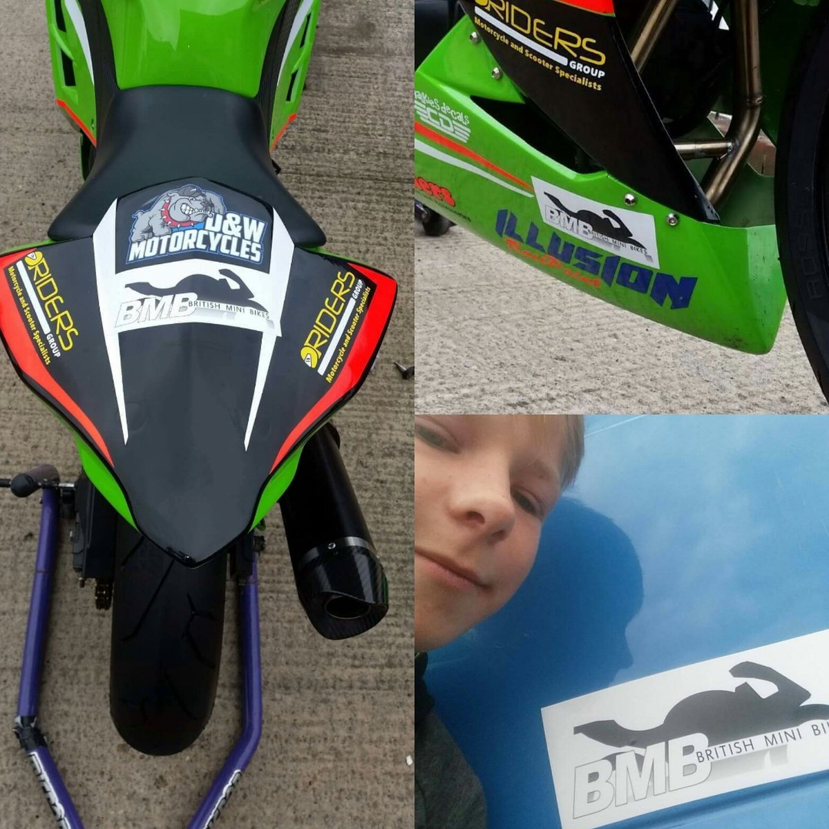 BritishMiniBike's tweet photo. George Hopper will be rocking the BMB stickers at the Bemsee Kawasaki Jnr cup, on his Ninja 300 next season. https://t.co/MdiqUQekbn