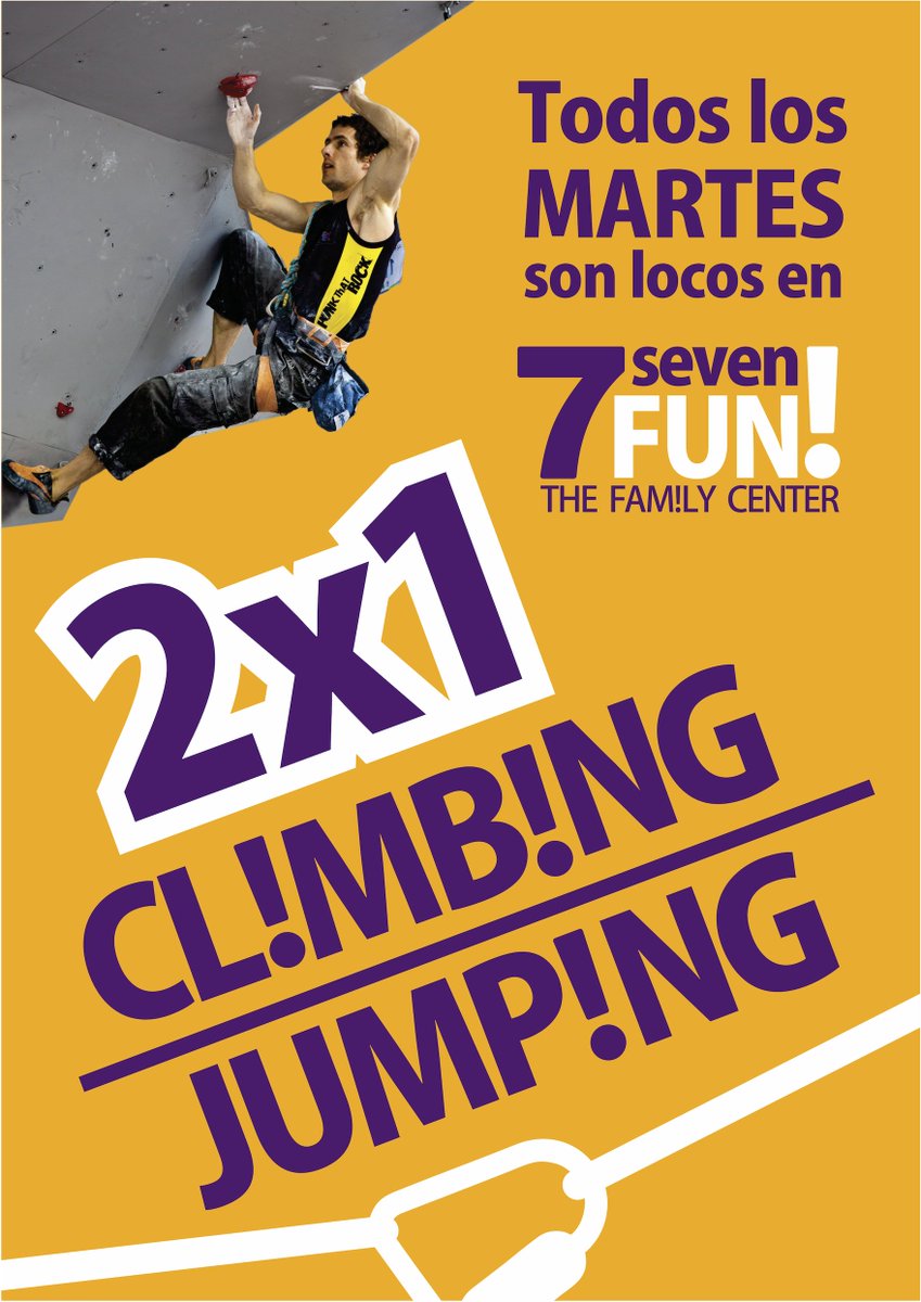 7funcenter's tweet photo. ¡Todos los martes son locos en 7Fun Alcalá! Aprovecha y disfruta de un 2X1 en las actividades Climbing y Jumping. #7funcenter #alcala #ocio https://t.co/iobTcs3xEa
