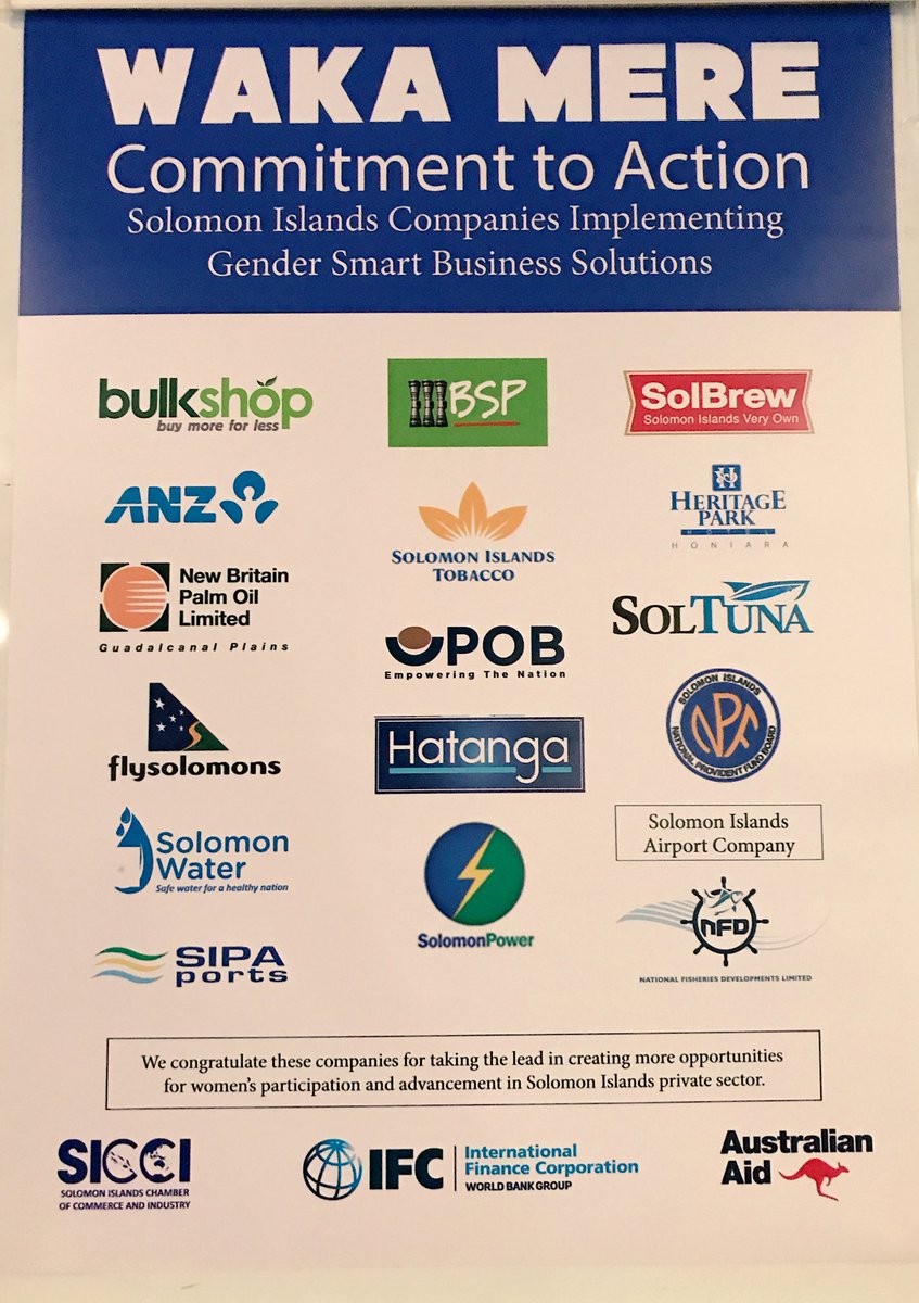 AustraliaPIBC's tweet photo. These are the #SolomonIslands businesses leading the way in commitment to #gendersmart business & empowering women. Will you commit? #9ASIBF https://t.co/Ck0QlURikT