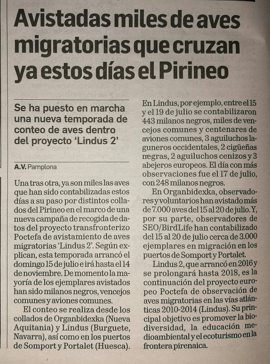 Los #pirineos, paso fundamental en la migración de aves. Lindus, Organbidexka, Somport y Portalet, puntos clave para su monitorización