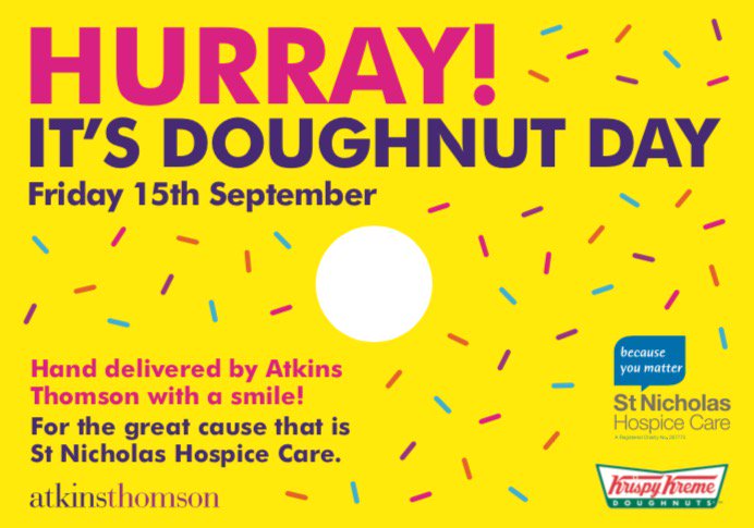 LunchISB's tweet photo. We are pleased to announce the return of #doughnutday 

Please call 01284767766 or email lilly.higson@atkinsthomson.com to place your order. https://t.co/6wjM7z1hFF