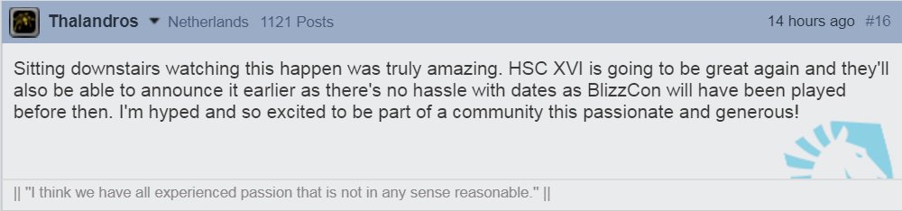 TLnet's tweet photo. HomeStory Cup XV ended with pure joy as @TaKeTV managed to raise enough money to confirm HSC XVI will go ahead!
https://t.co/6yC1pzoE1I https://t.co/931GdpkgRk