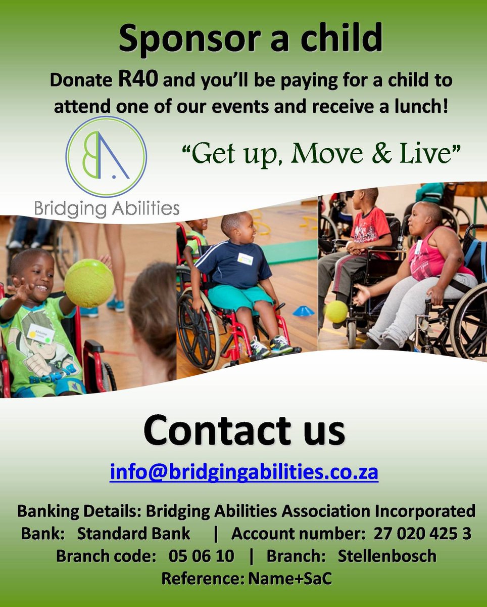 After successful World Champs by @teamsa17 please help us give gift of movement 2 next generation @ our Paralympic Awareness Day Pls share