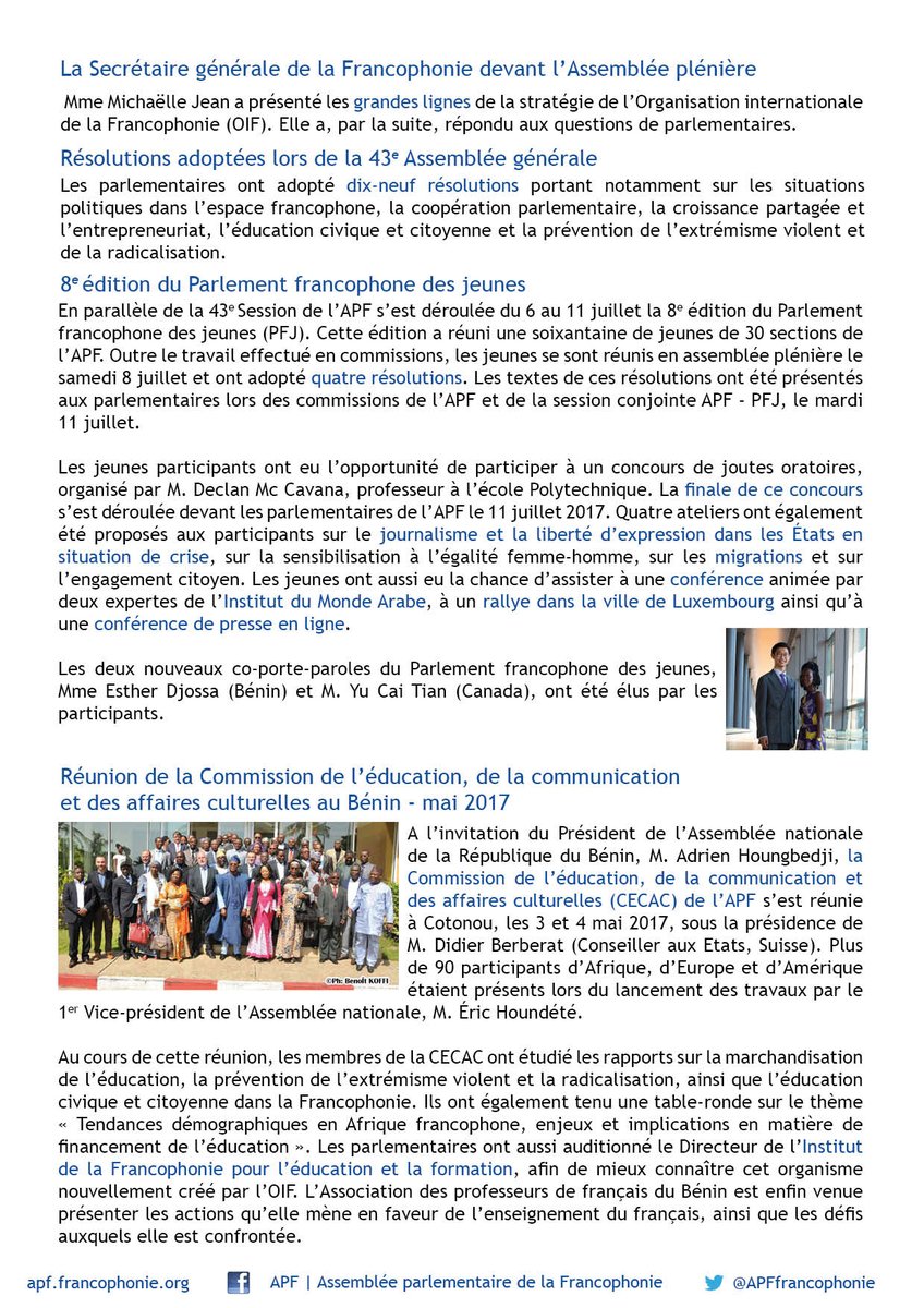 APFfrancophonie's tweet photo. #LFP n°31 : spécial #43APF #8PFJ #50ansAPF et réunion #CECAC @ChambreLux @PresidenceAPF version interactive ici : https://t.co/GqDvLh2cH5 https://t.co/GXoSfKTeNK
