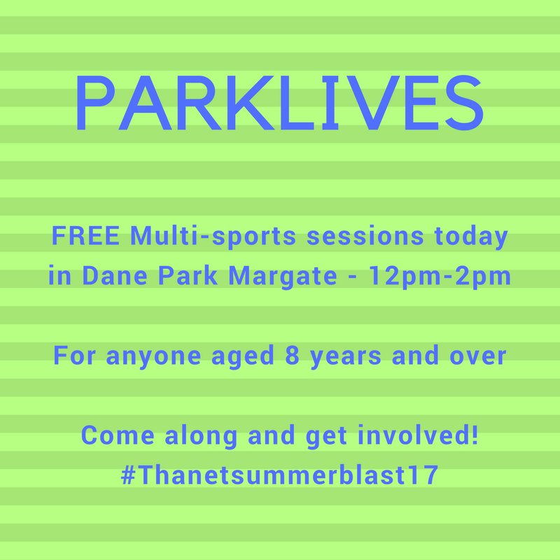 TDCActiveThanet's tweet photo. Good morning, after a great start to our #Thanetsummerblast17 programme we are back with #ParkLives from 12-2pm. Come down and get involved! https://t.co/Da5KActRKn