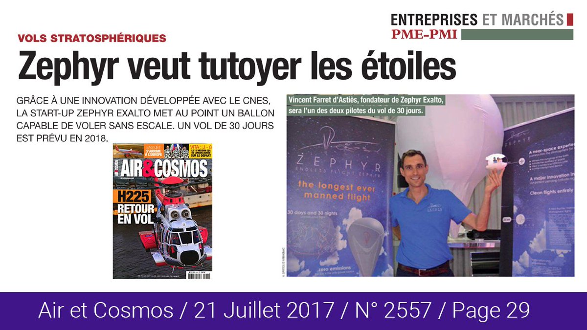 Retrouvez Zéphyr cette semaine dans <a href="/AiretCosmos/">Air & Cosmos</a>. Quelles perspectives pour le projet &amp; la start-up ? Réponses dans pages #entreprise 
#zeph