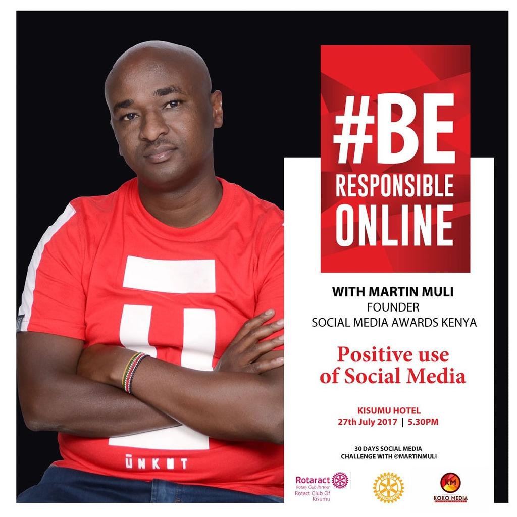 Let's go! Kisumu, we are coming to your city on the 27th July 2017. See you at Kisumu Hotel! #BeResponsibleOnline #SocialMediaChallenge