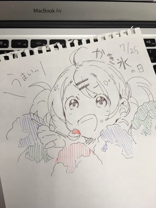 トレンド見て知ったのですが、本日カキ氷の日なのですね!
採用担当のいちばん好きな食べもの!!!ということで通りすがりのデザイナーを捕獲してイラストを描いていただいたかわいいおいしそう・:*+.\(( °ω° ))/.:+ #かき氷の日 #お仕事邪魔してごめんなさい 
