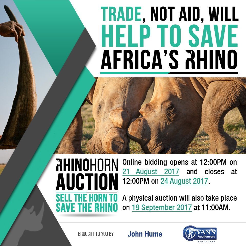 HornAuction's tweet photo. Trade, not aid, will help save our rhino! #savetherino #tradenotaid #rhino #rhinohorn #rhinohornauction #stopthekillings #bloodfree https://t.co/lAvrK7P9c0