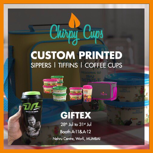 ChirpyCups's tweet photo. Check us out at #giftex #exhibition from 28-31 july in mumbai. #chirpycups #customprinted https://t.co/7KA6zXrkCa