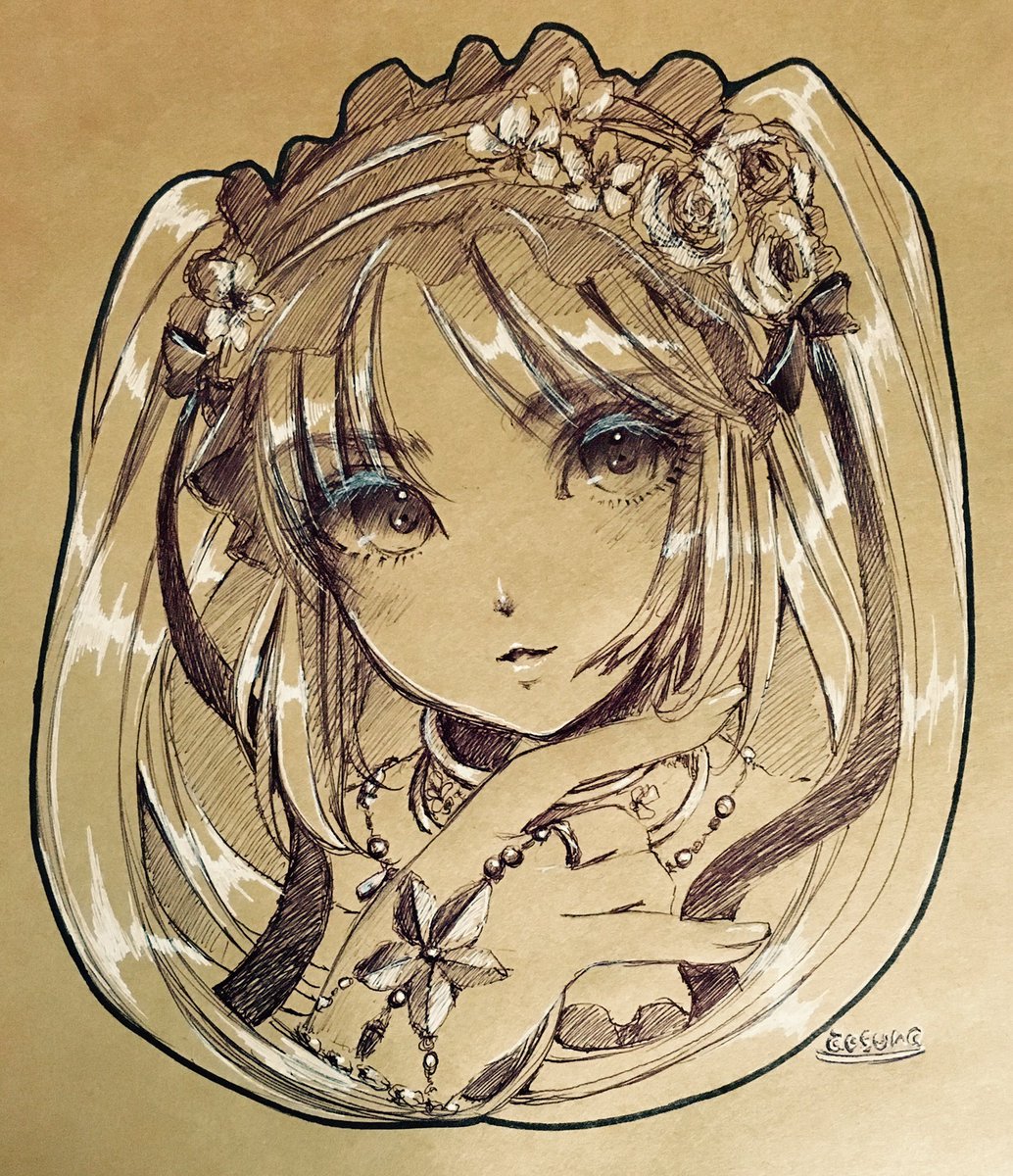 Twitter 上的 青砂時計 クラフト紙にボールペンと白インクのペン サインペンで運だめし 一発描き エウリュアレさん みんな ダイソーでめちゃ安く サイズ 60枚入り クラフト紙売ってるから買ってきて落書きしよ とても楽しいぞ 白い紙に描くのとはまた