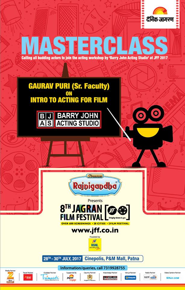VeblrOfficial's tweet photo. A #masterclass to help you enhance your #acting skills, @BJAS_Acting Senior Faculty will be your guide at the #PatnaChapter, #JFF2017 https://t.co/FLNExYDYnx