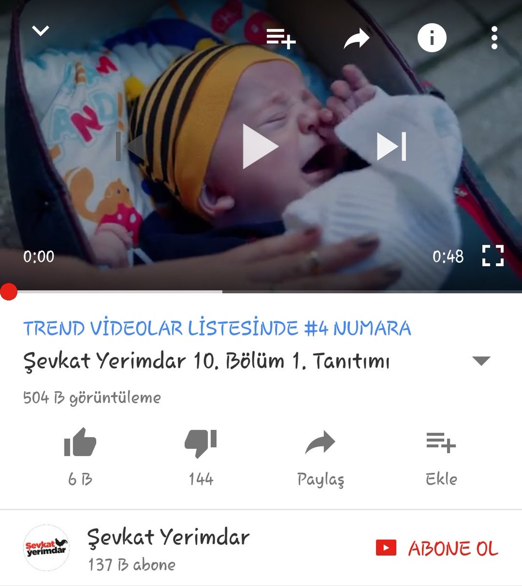 1 günde 504 k izlenme ve youtubeda trendlerde 4 numara zirvedeyiz duyamıyoruz 👑
#ŞevkatYerimdar