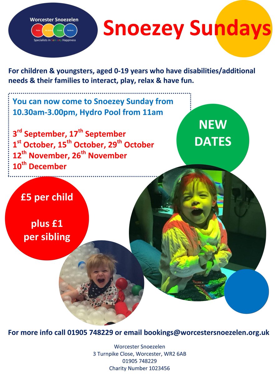 SnoezelenWorcs's tweet photo. @Snoezey Sunday members - here are the new dates from September. 10.30am-3pm, Hydro Pool now from 11am :) https://t.co/AY4YCPHfpx
