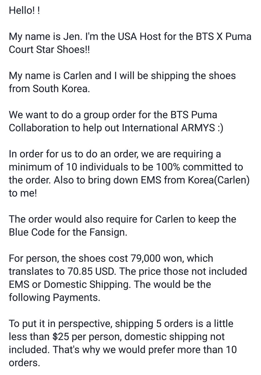Kaytannie's tweet photo. GROUP ORDER for  BTSxPuma shoes only sold in Korea. (Thread)  https://t.co/9m5SQTWyfJ] https://t.co/FLFsJIUEzb