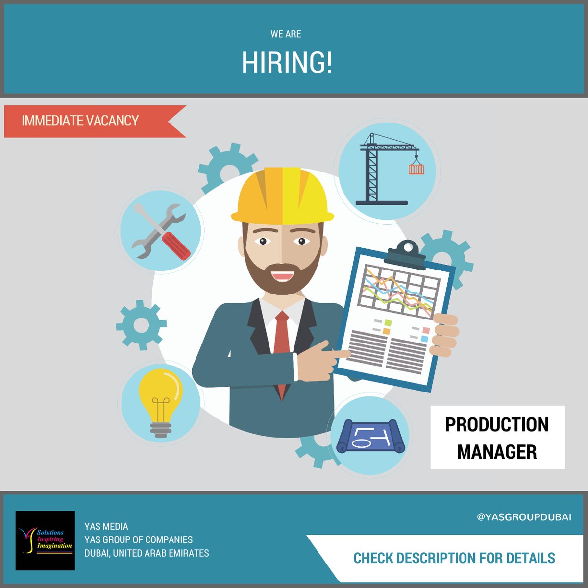 yasgroupdubai's tweet photo. YAS Media is Hiring - PRODUCTION MANAGER
Check details in the link below
https://t.co/2IKQtmqm27
#YasMedia #InYasWeSayYes #YasGroupDubai https://t.co/hgEN7MM69Z
