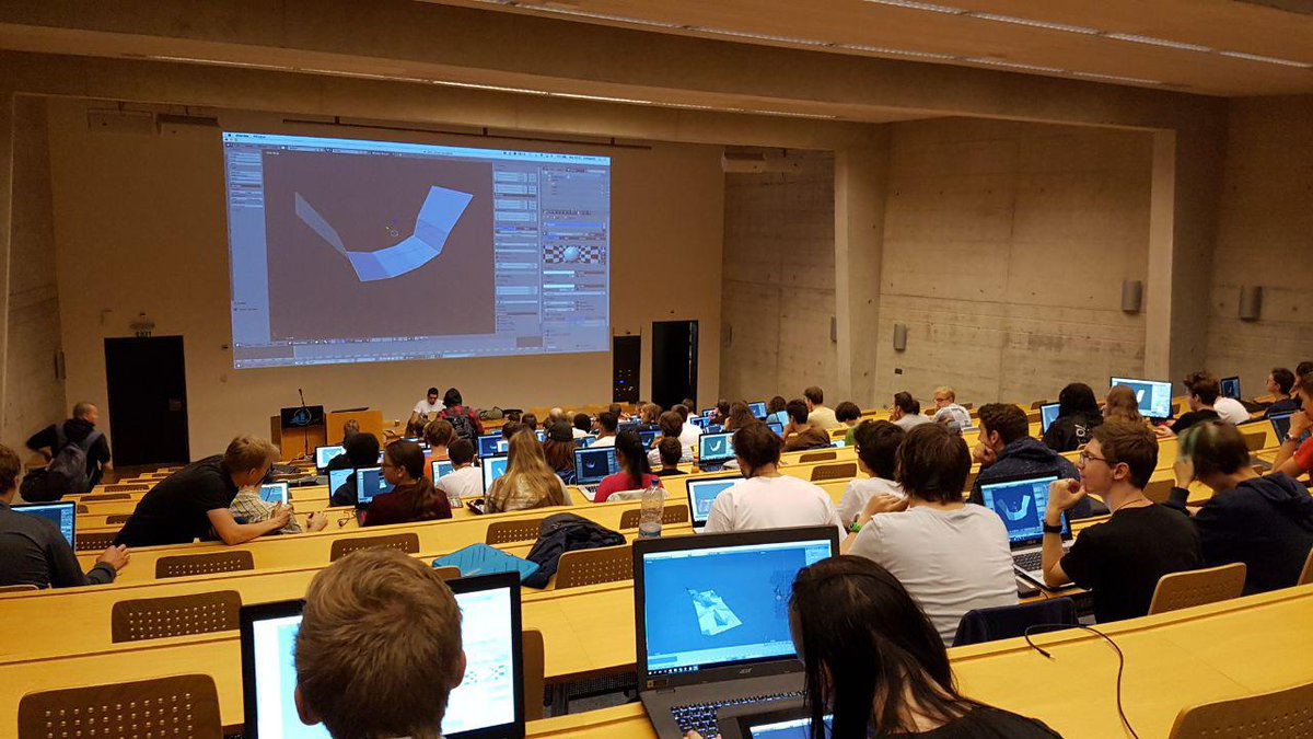 Swissgamecenter's tweet photo. Kicking off Tuesday #gameart with the Scene modelling workshop in @blender_org with @benvurlod #SwissGames #3dmodeling @dkingdomCH #sga17 https://t.co/kjhdX4G35m
