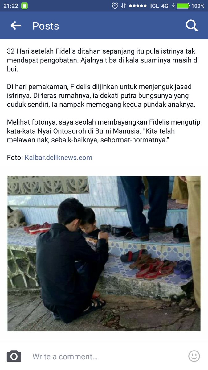 Negara absen ketika istrinya meregang nyawa. Ketika Fidelis mencari jalan sendiri, negara justru merenggut istrinya. This photo speaks a lot