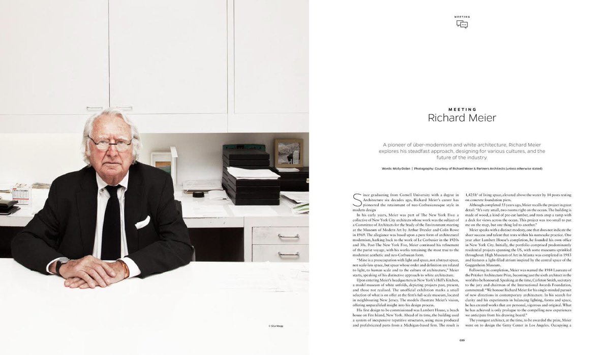 MollDolan's tweet photo. This issue of @SleeperMagazine features my in depth profile and interview with #RichardMeier &amp; review of The One #barcelona @h10hotels https://t.co/eQKkY8RRvy
