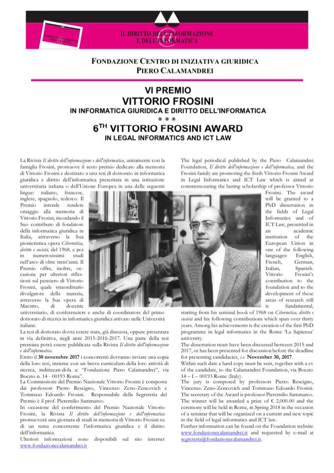 Tommaso Frosini (@tommi64) on Twitter photo #PremioFrosini #diritto #INFORMATICA #dottorato
<a href="/StefanoCeccanti/">StefanoCeccanti</a> <a href="/plpetrillo/">Pier Luigi Petrillo</a> <a href="/UNISOBNapoli/">SuorOrsolaBenincasa</a> <a href="/cinziacaporale/">cinzia caporale</a> #PremioFrosini #diritto #INFORMATICA #dottorato
<a href="/StefanoCeccanti/">StefanoCeccanti</a> <a href="/plpetrillo/">Pier Luigi Petrillo</a> <a href="/UNISOBNapoli/">SuorOrsolaBenincasa</a> <a href="/cinziacaporale/">cinzia caporale</a>