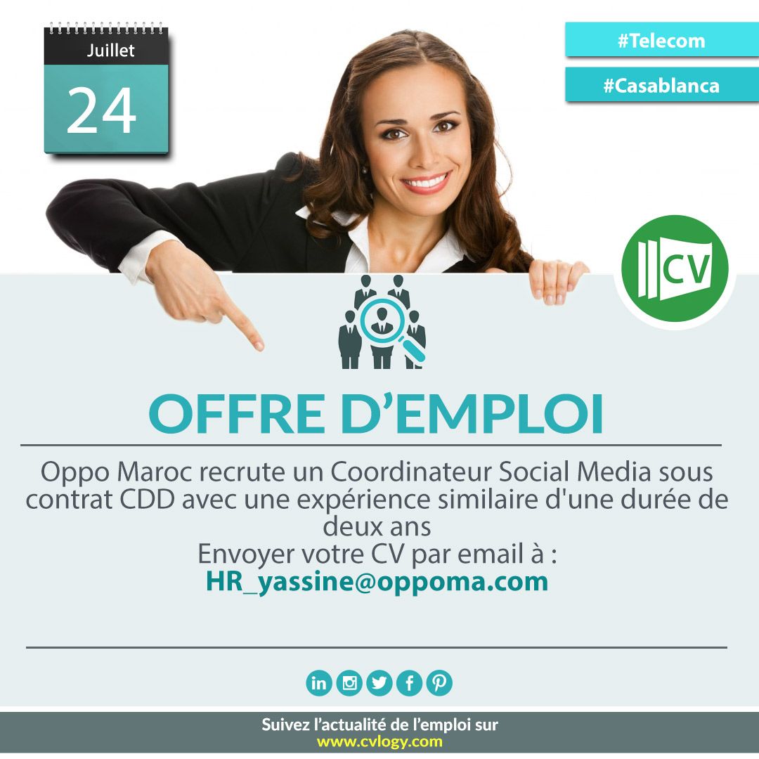 CvLogy's tweet photo. #oppo #maroc #recrutement #emploi #coordinateur #socialmedia #cdd
Notre #designcv professionnel par ici:
https://t.co/37P6VwP23k https://t.co/0nwgUmebeQ