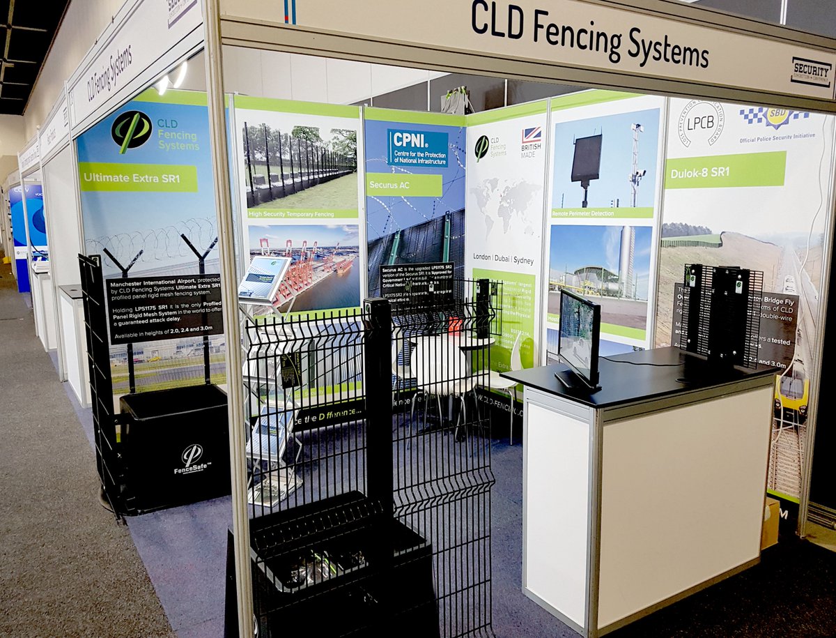 CLD_Fencing's tweet photo. Stand L18 all set up and ready for @Security_Expo #Security17 we look forward to welcoming you all for the next three days @brelpcb https://t.co/Lu6hRFxQZ1