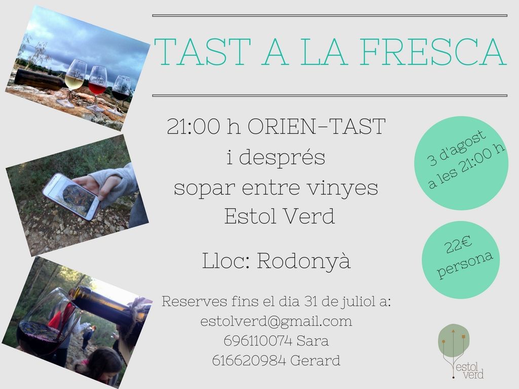Enoguia_'s tweet photo. 3 AG. Tast a la Fresca i Orien-tast a celler Estol Verd #Rodonya.
-
3 AG. Cata al aire libre y Orie-tast en bodega #EstolVerd en Rodonya. https://t.co/M0MKVfonhk