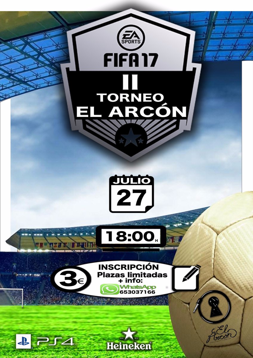 EspacioArcon's tweet photo. Oferta Cultural para este fin de semana en el Arcón
Jueves: II TORNEO FIFA´17 (PS4)
Viernes: Noche de Reggae
Sábado: Noche de electrónica https://t.co/05Qnk1vJp6