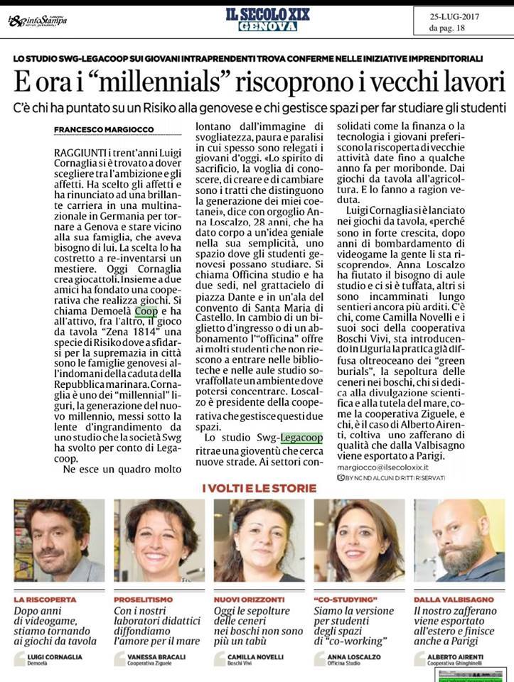 Articolo del <a href="/ilsecoloxix/">Il Secolo XIX</a> sui giovani imprenditori liguri: <a href="/tataboxoff/">Tatabox</a>, <a href="/Ziguele4sea/">ziguele</a>, @boschi_vivi, <a href="/Ghinghinelli/">Ghinghinelli Coop.</a>