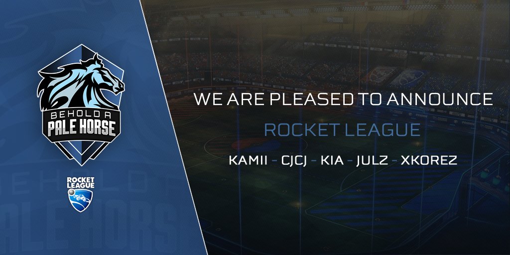 palehorseesport's tweet photo. We are proud to announce our new Rocket League Team! @Kamii_RL @kiaa_rl @CJCJ_RL @julz_rl @xkorez_rl https://t.co/GYiXDZ6f69 https://t.co/MwP6R6m1M9
