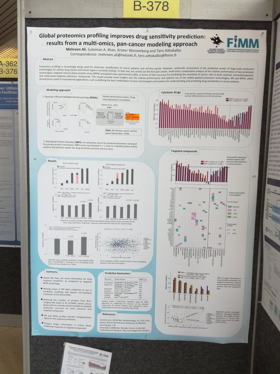 mehreenali_'s tweet photo. Check out our poster #378 comparing proteomics profiling for drug sensitivity prediction. #ismb17 #ismbeccb #eccb17 #transmed #scs17 https://t.co/oFlr3FZpNZ