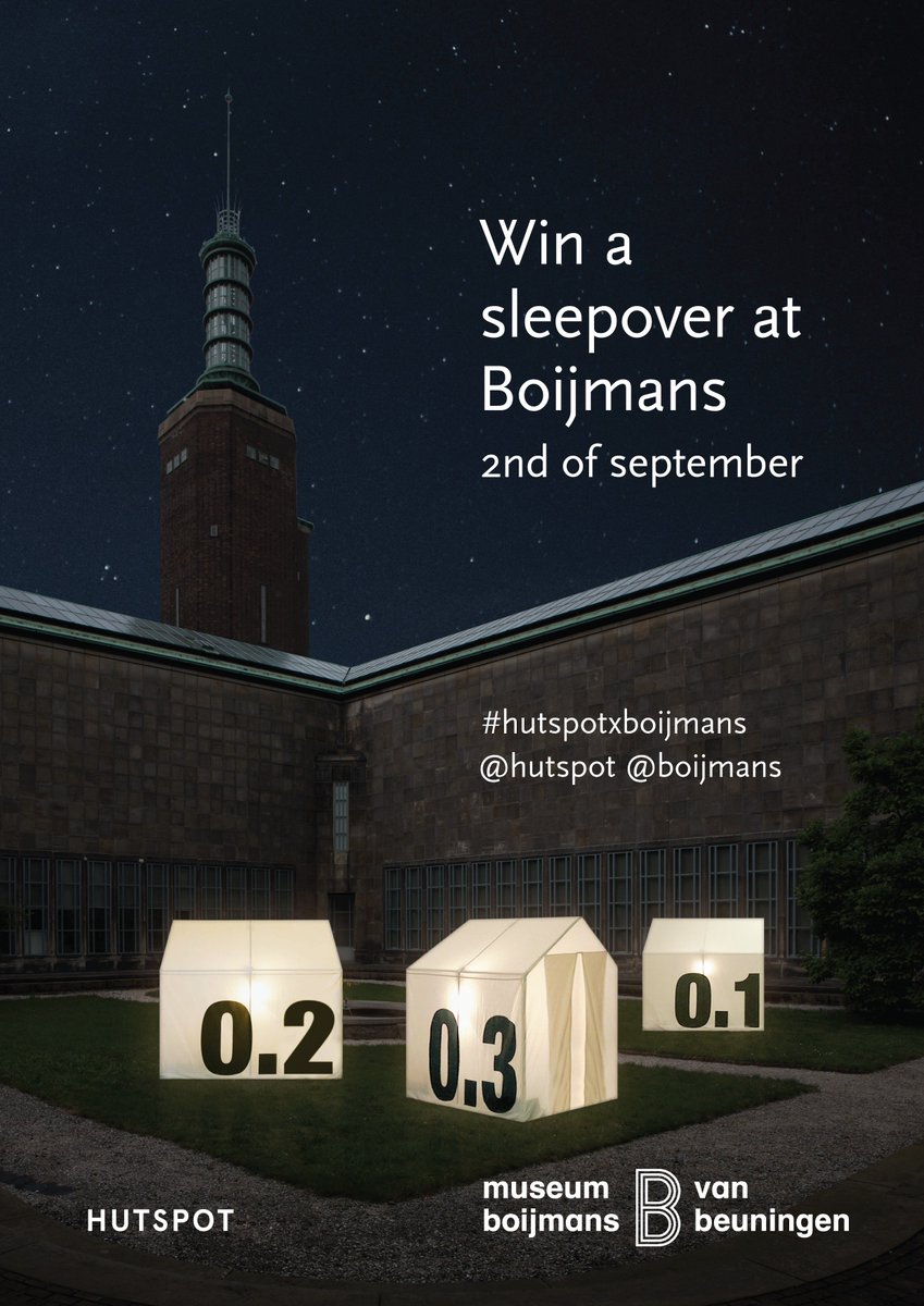We are collaborating with <a href="/boijmans/">Museum Boijmans Van Beuningen</a> in Rotterdam to create a sleepover at the museum. #hutspotxboijmans
More info? hutspot.com/sleepover-at-m…