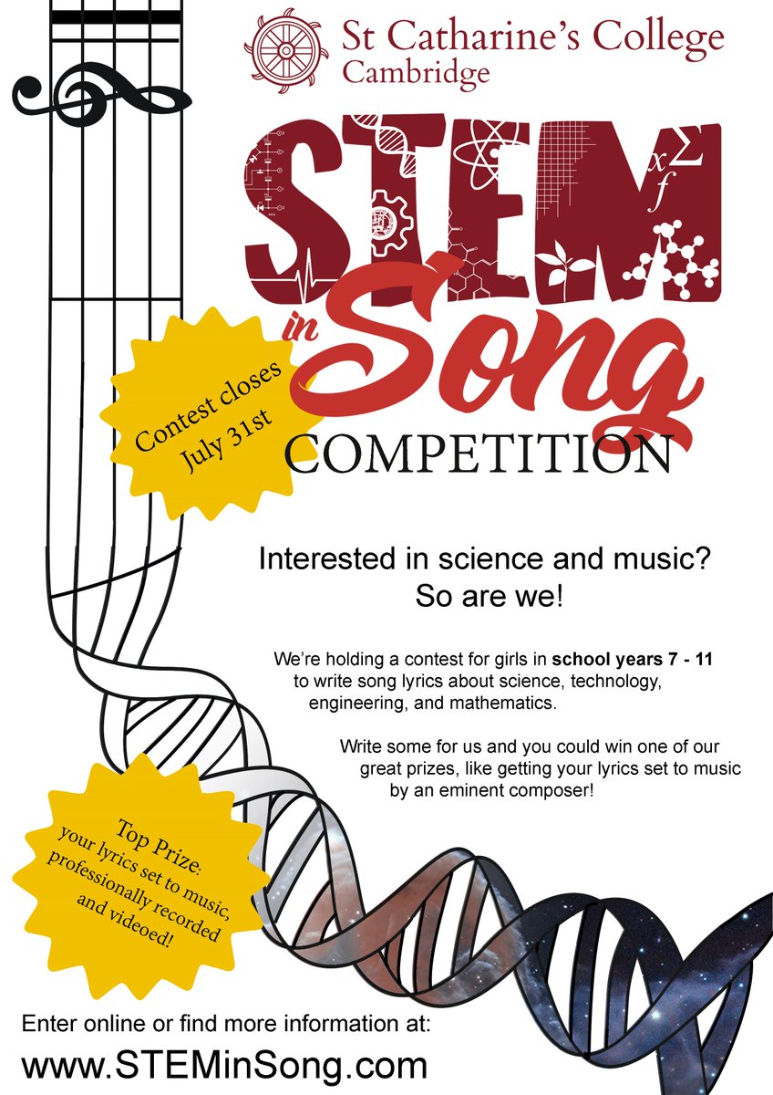 Catz_Cambridge's tweet photo. Less than a week to go until @STEMinSong entries close! Get those science lyrics sent in and you'll make @Astro_Jenni very happy! https://t.co/Xgb2y28Sc2