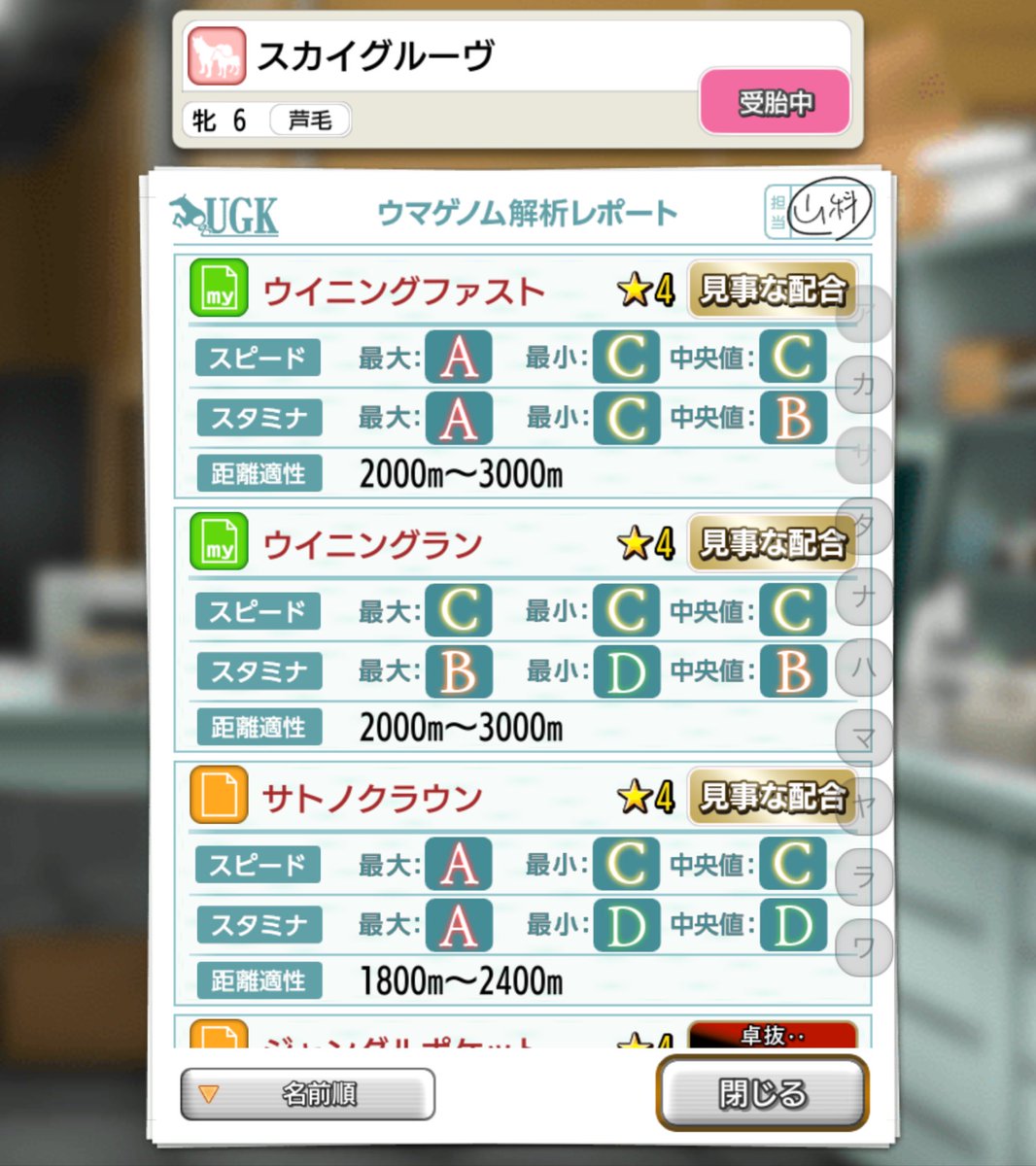 完璧な配合 放牧中 牧場 ダビマス ありがとうございます なかなか良いですよね ウイニングチケットの自家製で跳ねるか というところなんですが 無課金ユーザーでも で戦える配合として星4を中心に考えました 一応 この後に自家製マンハッタン 完璧な配合 放牧中 牧場 ダビマス ありがとうございます なかなか良いですよね ウイニングチケットの自家製で跳ねるか というところなんですが 無課金ユーザーでも で戦える配合として星4を中心に考えました 一応 この後に自家製マンハッタン