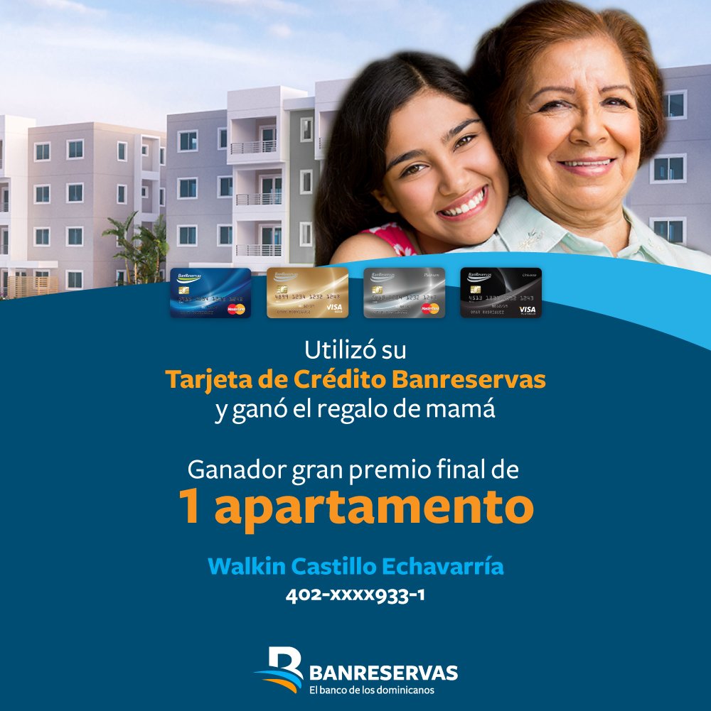 BanreservasRD's tweet photo. ¡Celebramos con nuestro #clienteBR Walkin Castillo! Él pagó con su #TarjetaBR de Crédito y ganó un apartamento. #GanadoresBR https://t.co/hxONumK2YE