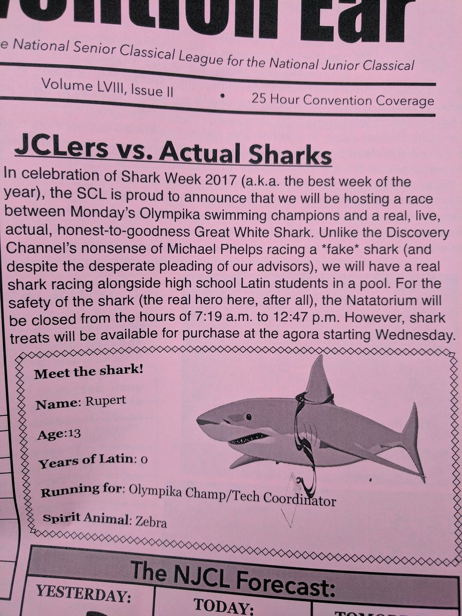 OMHSLatin's tweet photo. Can't wait to watch this awesome addition to the #NJCL2017 Olympika!! #SnazzyShark https://t.co/Db1rILrPZj