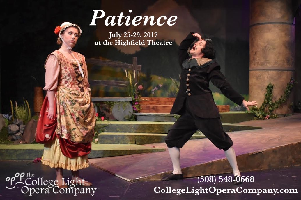 CollegeLightOp's tweet photo. Get your tickets now for PATIENCE, playing July 25-29! #cloc2017 #clocpatience https://t.co/RZoaWBEltb