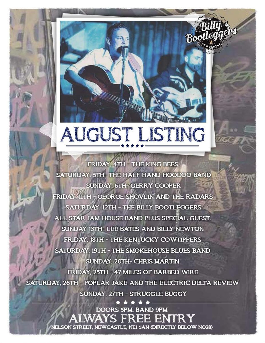 BBootleggers's tweet image. August is fast approaching and we have some awesome bands for your live music calendar...
Always free entry #keepmusiclive #NEFollowers