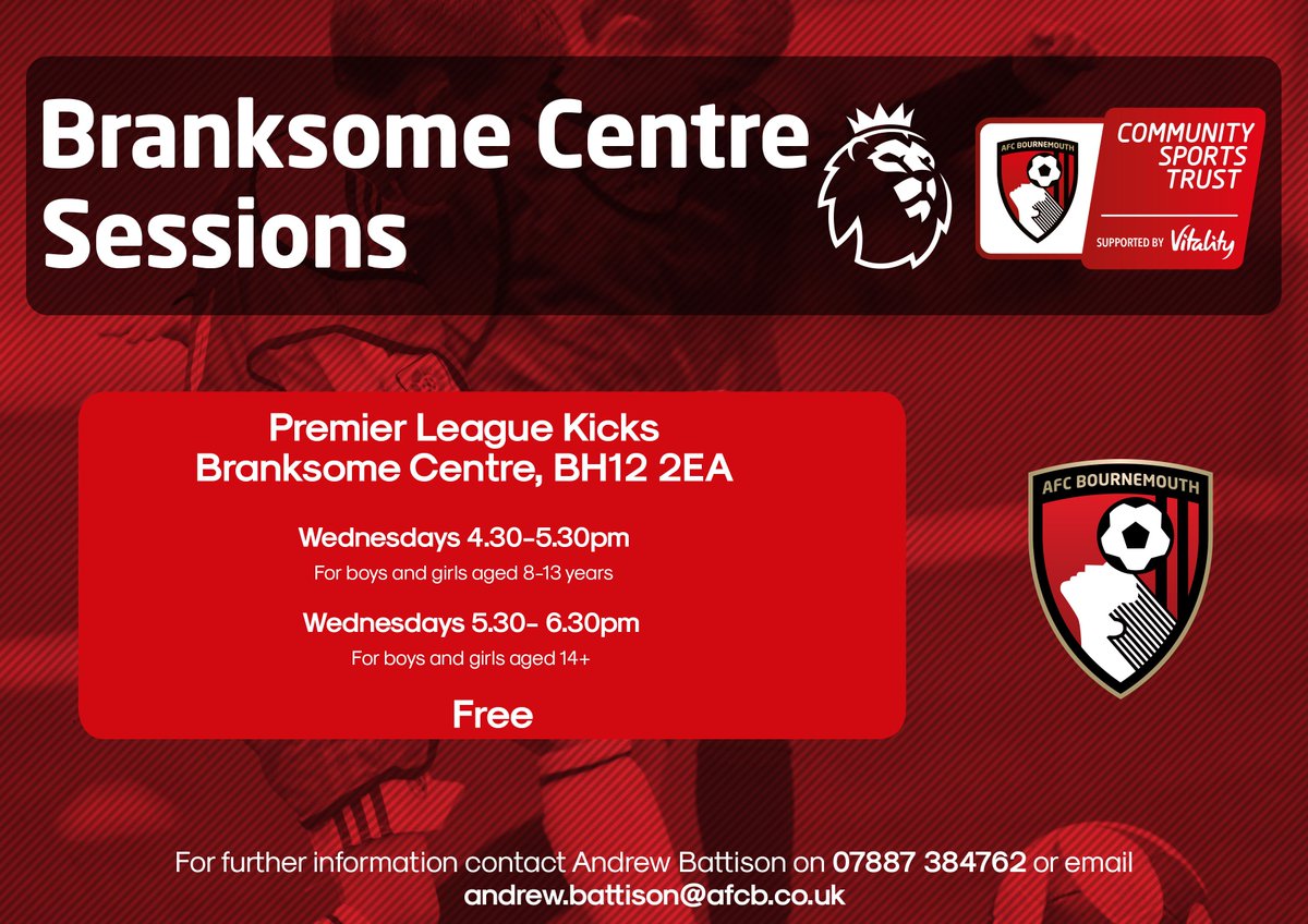 AFCB Community (@afcbcommunity) on Twitter photo #PLKICKS - Free football coaching sessions tomorrow evening at The Branksome Centre
Just turn up and play! <a href="/Poole_CT/">Poole Communities Trust</a> <a href="/AFCBusiness/">AFC Business</a> #PLKICKS - Free football coaching sessions tomorrow evening at The Branksome Centre
Just turn up and play! <a href="/Poole_CT/">Poole Communities Trust</a> <a href="/AFCBusiness/">AFC Business</a>
