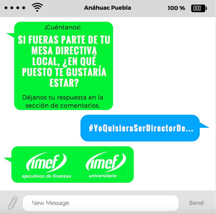 IMEFUAP's tweet photo. Queremos que nos cuentes #YoQuisieraSerDirectorDe que puesto serías en tu MDL

#SoyMexicano
#SoyAgenteDeCambio
#SoyIMEFUniversitario https://t.co/lSdiVEPeKe