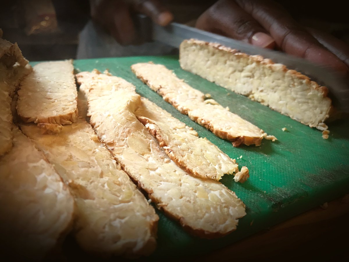 Tasty tempeh rashers in the making. 
#deliciosulyconscious
#plantstrong
#plantpower
#vegancapetown