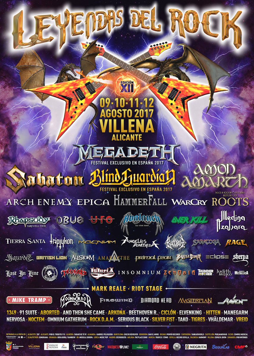 PagesMusic3's tweet photo. Amantes del rock este es vuestro festival @LeyendasRockFes del 9-12 de ag. con @Megadeth , Steve Harris de @IronMaiden, etc🤘😎🤘 https://t.co/OivOHABxOa