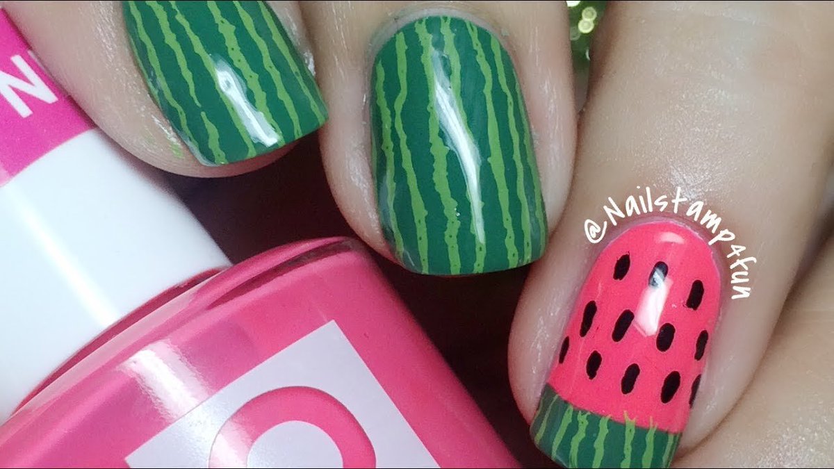Check out these awesome summertime nails by @nailstamp4fun using our Spring Green Stamping Polish. messymansion.com.au/products/messy…