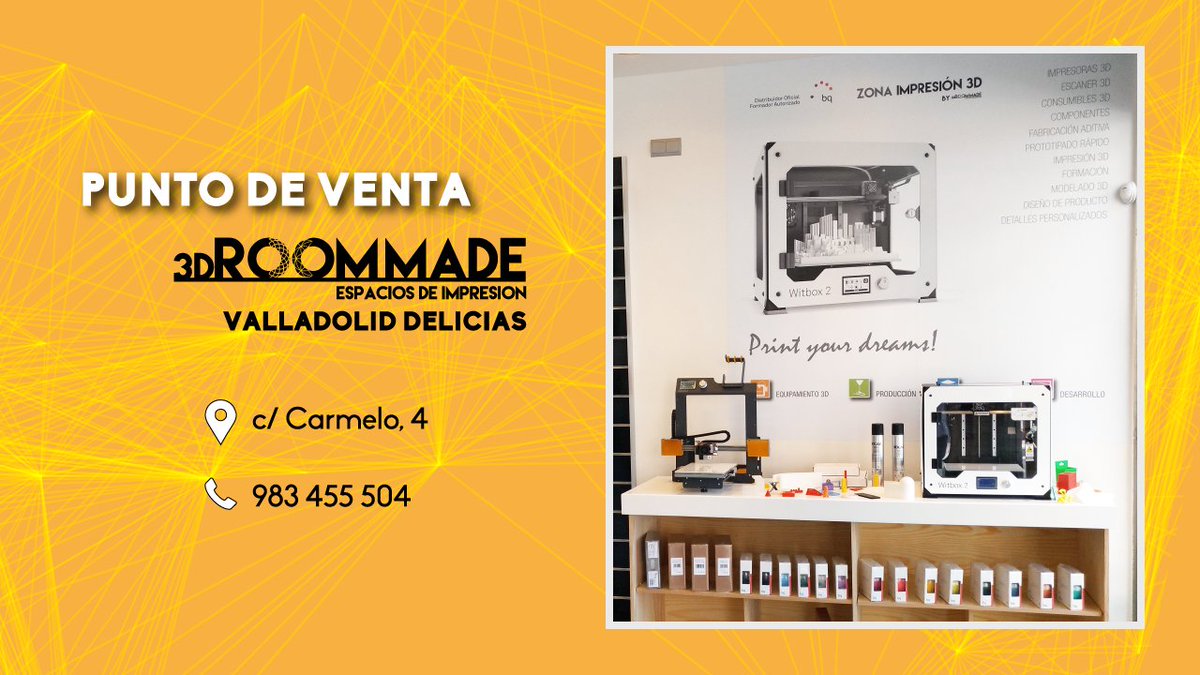 Debuenatinta Valladolid Delicias ya forma parte del mundo 3D.
Ya puedes encargar tus piezas en 3D y comprar tus filamentos en #Valladolid 💪