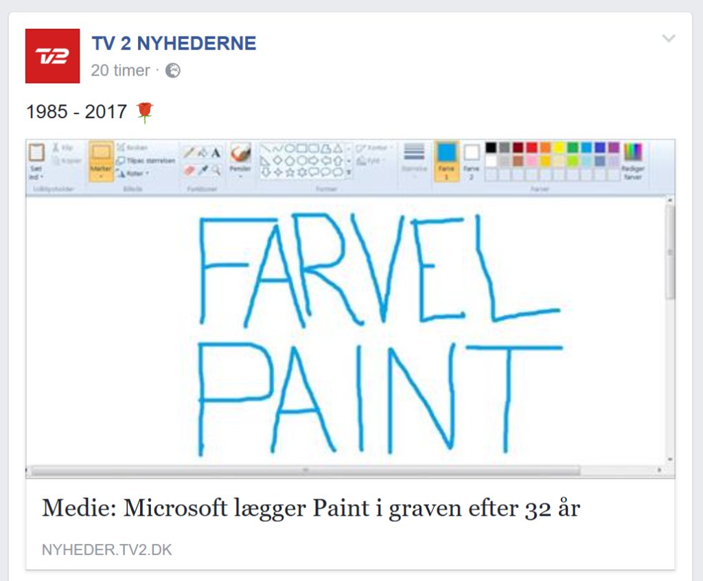 Microsoft_dk's tweet photo. Hey #dkmedier. Inden der går helt 🥒 i den. Rygterne om Paints død er stærkt overdrevne. Lever videre i bedste velgående i 3D😉 @tv2nyhederne https://t.co/PsDlKC68Bo