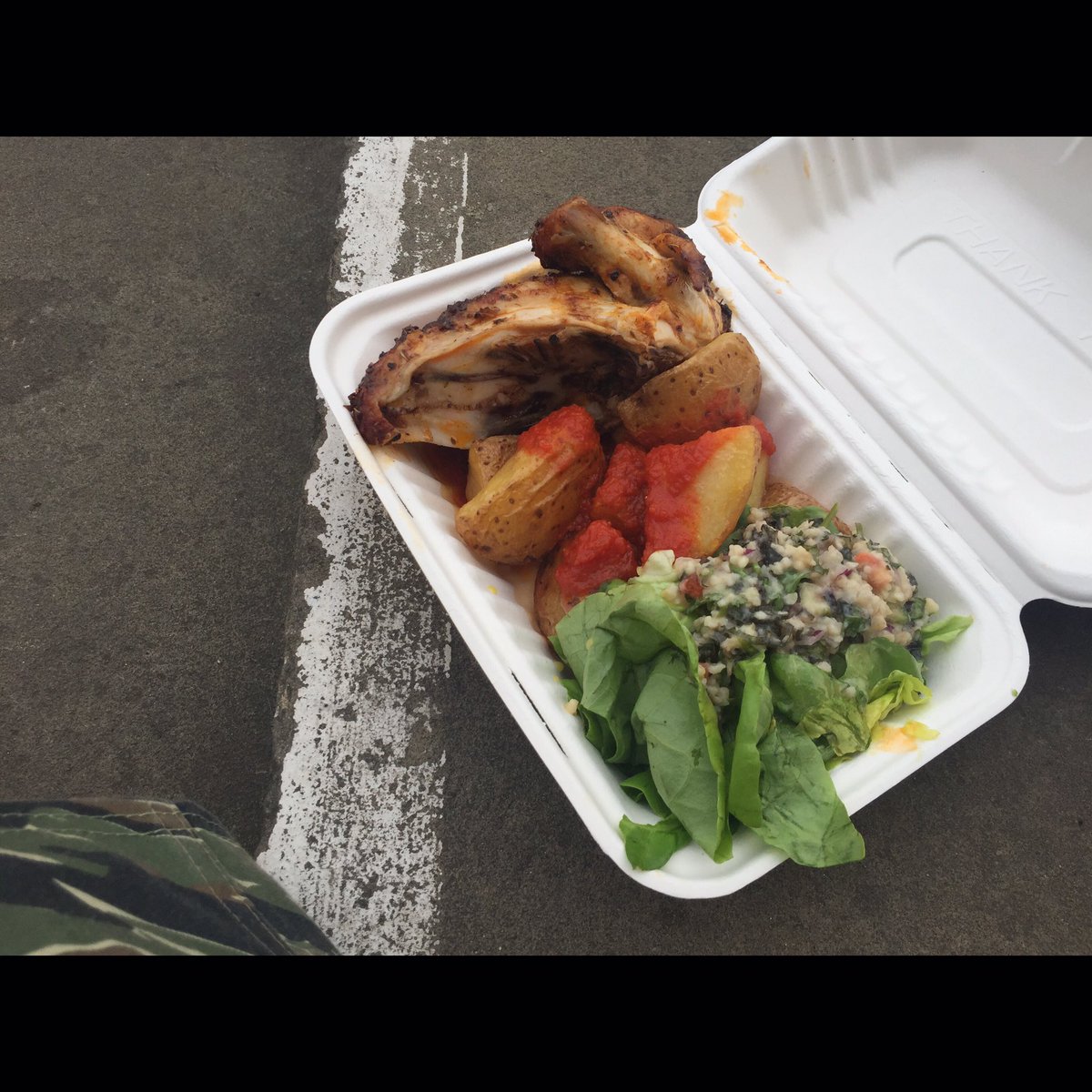 Takeaway special! Chicken, bravas and salad for £4.50 #Norwich #Norfolk #NorwichLanes #Food #Foodie #Chef #ChefLife #Pintxos