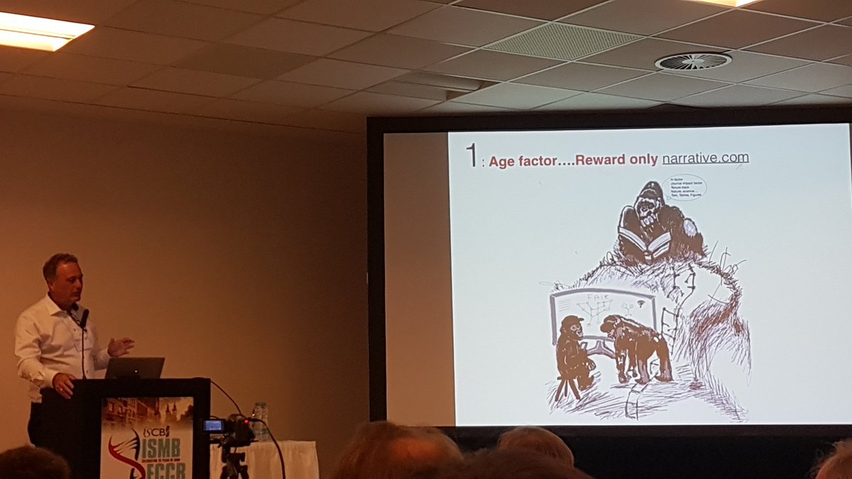 keesvanbochove's tweet photo. Of course #ISMB2017 #ECCB2017 is not complete without a lecture from @barendmons, with the seven sins of open science. Brilliant cartoons. https://t.co/tq5VZSYRUu