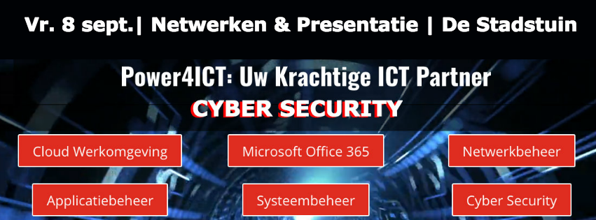 #CyberSecurity is belangrijker. Op 8 sept. verzorgt <a href="/DennisvanWankum/">Dennis van Wankum</a> van <a href="/Power4ICTBV/">Power4ICT B.V.</a> een "eye opening" sessie, zie goo.gl/q4b8fA